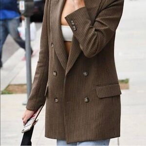 Aritzia Margaux Brown Double-Breasted Blazer